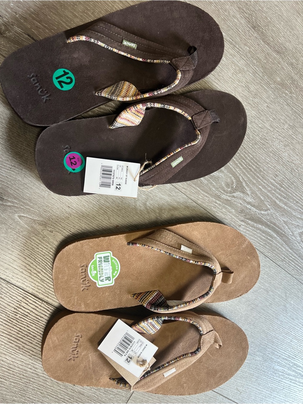 Sanuk Men’s Brown and Dark Brown ziggy suede Flip Flop